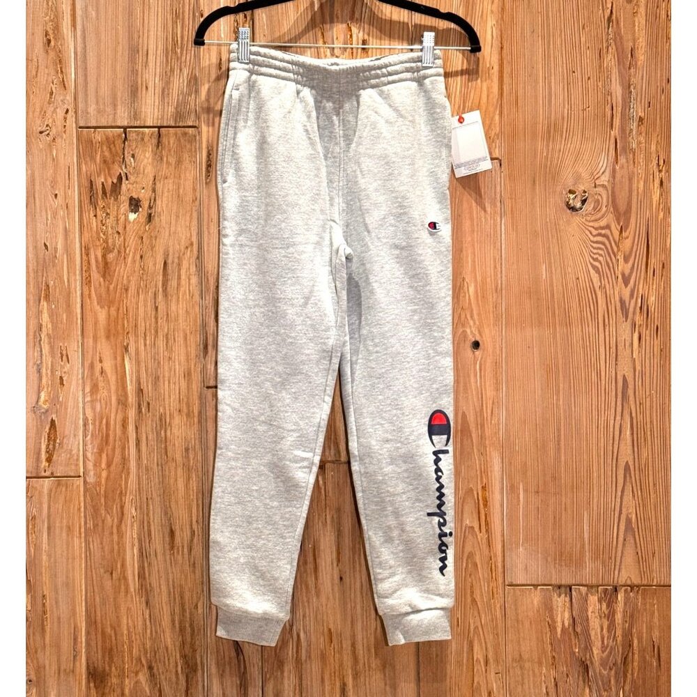 Youth Boys Champion Grey Sweatpants Medium NWT Large Logo Athleticwear